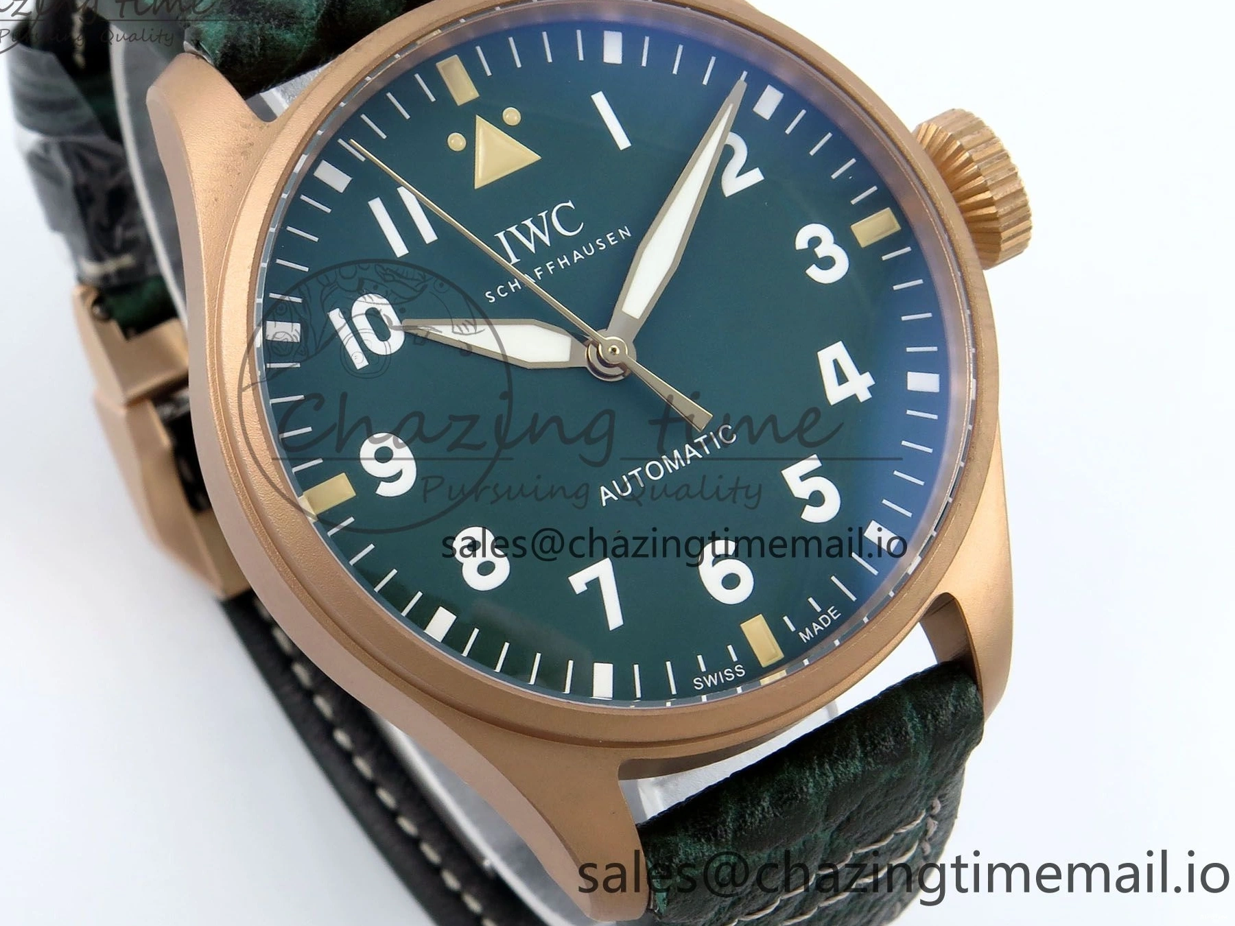 MIROTIME 0505 Durable Big Pilot IW329702 M+F 1:1 Best Edition Green Dial on Green Leather Strap MY 7006